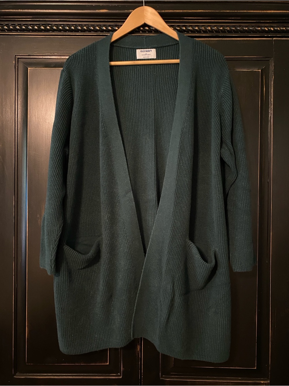 OLD NAVY Forest Green Open-Front Ribbed Cardigan with Pockets - size 2X